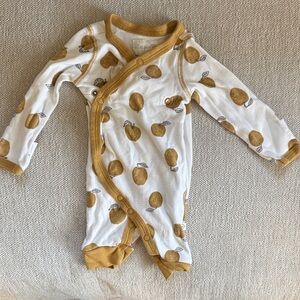 Carter's White and Gold Apple Print Footie